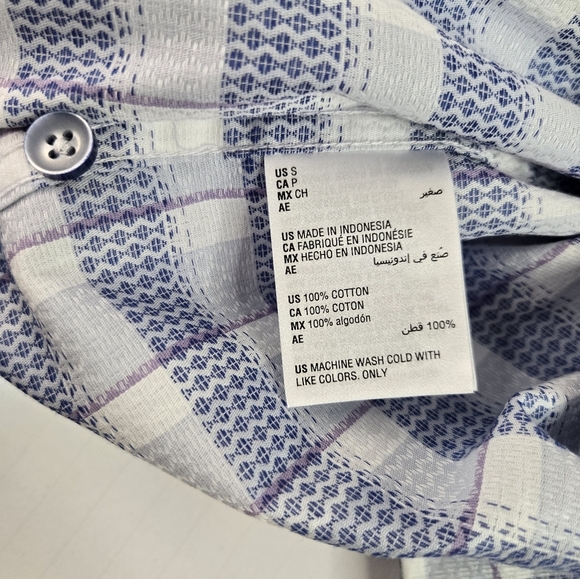 Tasso Elba Mens Button Up Shirt Blue Check Small Textured New - Picture 6 of 7